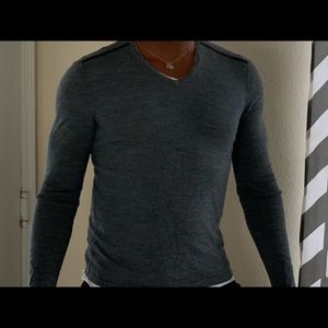 John Varvatos leather and wool v neck size s